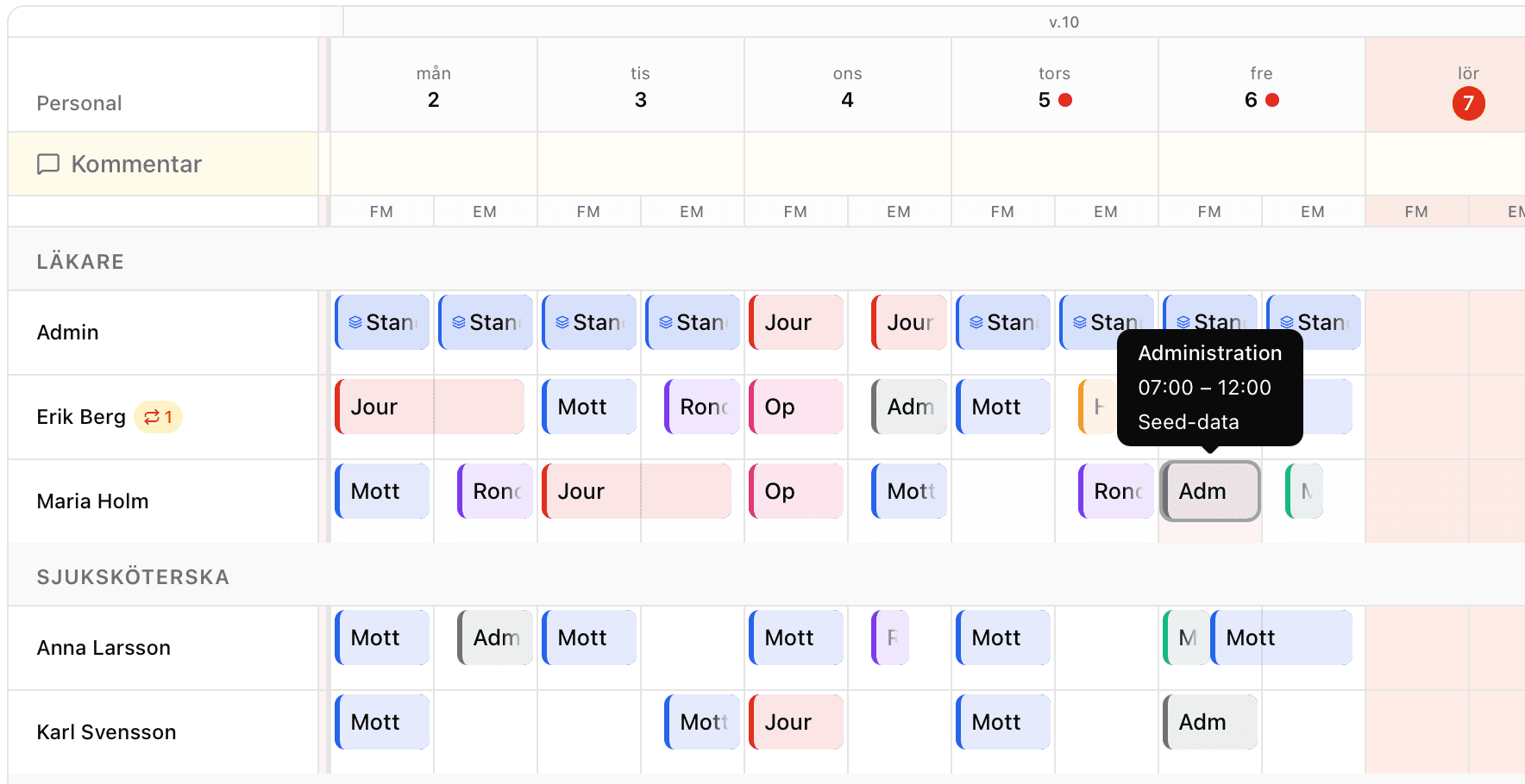 Kompakt månadsvy med tooltip
